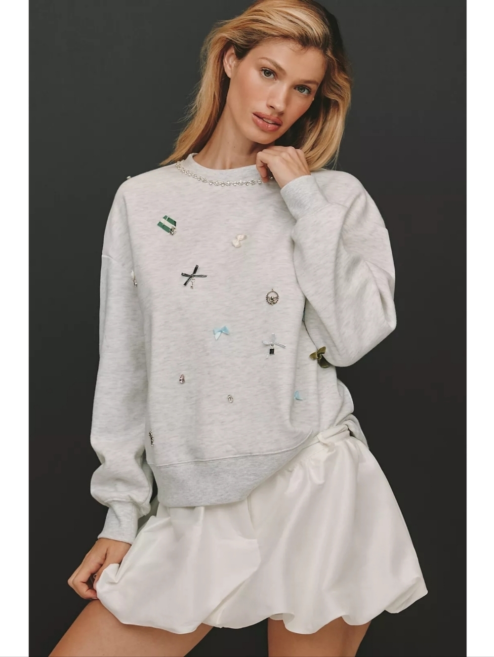Anthropologie Maeve Icon Heathered Grey Sweatshirt Size XL